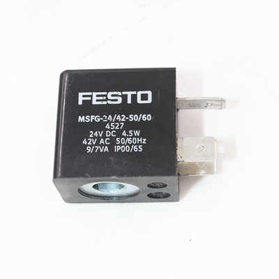 FESTO 4527 MSFG-24-50/60 Solenoid Coil, 24VDC, 4.5W, IP65, Plug Vanes for MSSD-F, 3-Pin