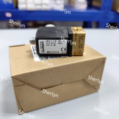 Burkert 00125334 Two Position Three-way Solenoid Valve 6014 Series C Normally Closed G1/8 Brass Valve Body