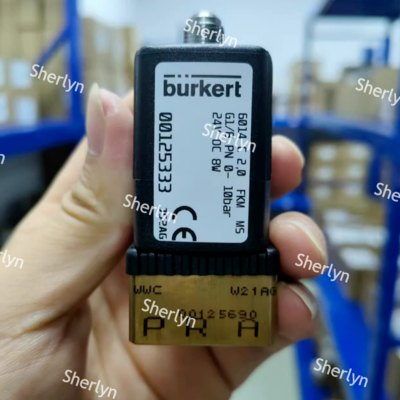 Burkert 00125334 Two Position Three-way Solenoid Valve 6014 Series C Normally Closed G1/8 Brass Valve Body