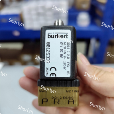 Burkert 00125334 Two Position Three-way Solenoid Valve 6014 Series C Normally Closed G1/8 Brass Valve Body