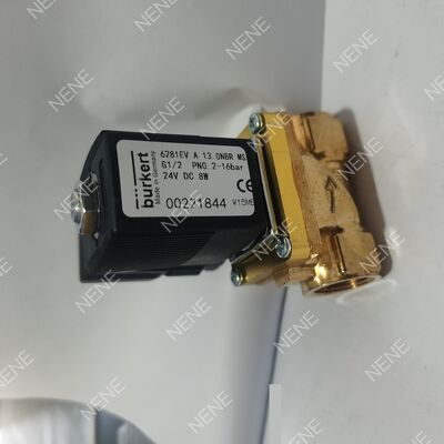 Industrial G3/8 Solenoid Valve BURKERT Type 6281 00322514 2/2 Normally Closed Brass Body FKM Seal 10.0 Flow Orifice DC24V 8W 0.2-16bar 0 to +120°C
