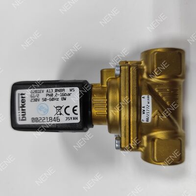 High Temperature Brass Solenoid Valve BURKERT Type 6281 00322517 G1/2 2/2 NC 15.0 Orifice FKM Seal DC24V 8W 0.2-16bar 0 to +120°C