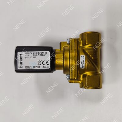 G3/4 Port Industrial Solenoid Valve BURKERT Type 6281 00221874 2/2 Normally Closed Brass Body FKM Seal 13.0 Flow Orifice DC24V 8W 0.2-16bar 0 to +120°C