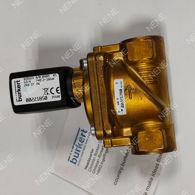 G3/4 Port Industrial Solenoid Valve BURKERT Type 6281 00221874 2/2 Normally Closed Brass Body FKM Seal 13.0 Flow Orifice DC24V 8W 0.2-16bar 0 to +120°C