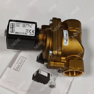 AC24V High Temperature FKM Seal Solenoid Valve BURKERT Type 6281 00221878 G3/4 2/2 NC Brass Body 20.0 Orifice 8W 0.2-16bar 0~+120°C