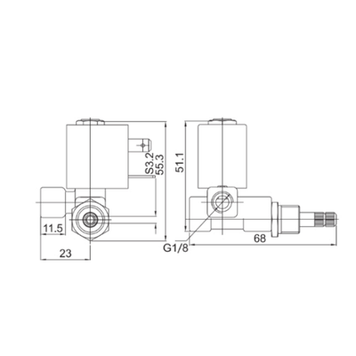 55CA-03 Direct Acting solenoid valve 1/8 inch port size with 2.8mm orifice size designed to handle air water and light oil