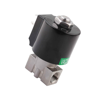 8.7AAS025B Stainless Steel 304 Air Valve 3/8 1/4 3/8 Port Size PTFE Seal Material  Orifice Size 2.5mm 24VAC Voltage