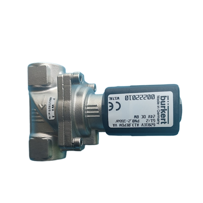Burkert 6281 Series Manual Override Equipped 2/2 Way NC Servo Diaphragm Solenoid Valve G1/4 G3/8 Port Heat Resistant FKM Seal Stainless Steel Housing 10mm Orifice 00323894 00323968 00323971 00323972