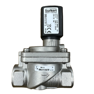 Burkert Type 6281 Servo Diaphragm Solenoid Valve 00323973 00323975 G1/2 Female Thread 2/2 NC With Manual Override Stainless Steel Valve Body FKM Seal 13.0 Flow Orifice DC24V AC220V