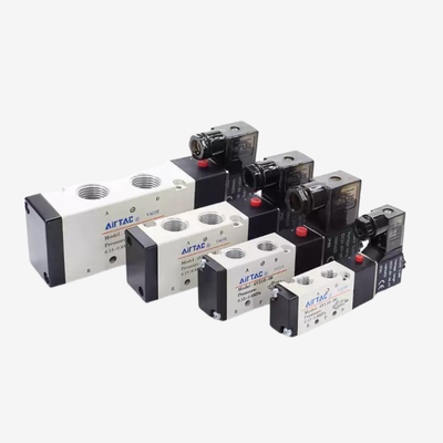 Airtac 4V110-06 Sliding Spool Air Solenoid Valve Aluminum Alloy Body No Lubrication Required Manual Override For Cylinder Pneumatic Circuit Drive