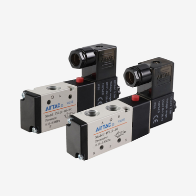 Airtac 4V310-10 Sliding Spool Air Directional Control Valve Aluminum Alloy Body Manual Override No Lubrication Required For Large Bore Cylinder Control