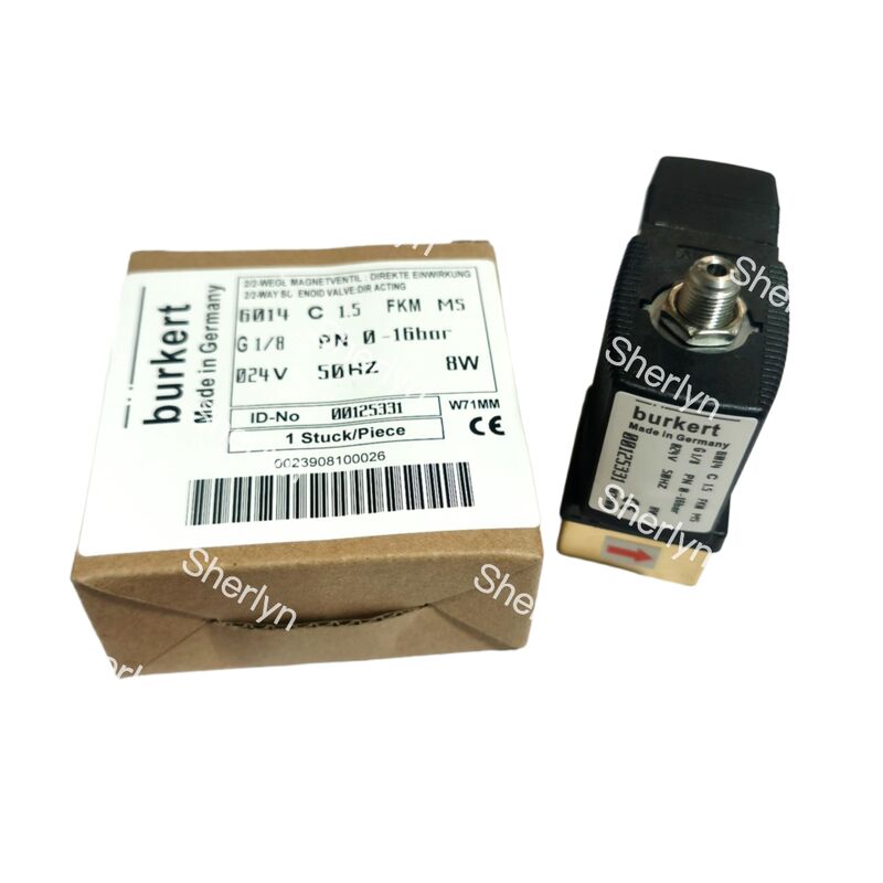 2/2 NC Direct Acting Solenoid Valve 00125304, G1/4 Inch Port, 3.0 Flow Orifice, FKM Sealed Brass Valve, 220V AC Industrial Power, Working Pressure 10bar