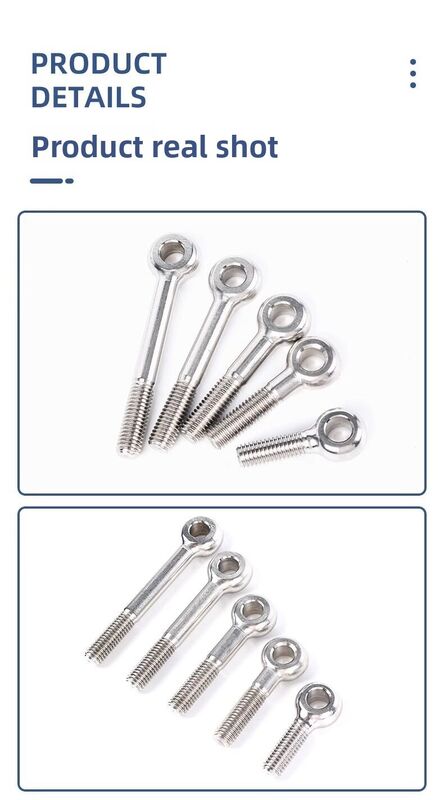 M6 M8 M10 M12 M16 M20 Thread Diameter Stainless Steel Eye Screw Bolt Standard Thread Pitch Durable Corrosion Resistant Heavy Duty Hardware