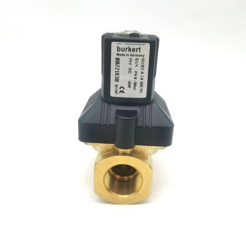 Genuine Burkert Type 6213 Solenoid Valve 00221621 AC220V 8W, G3/4 2/2 Way Normally Closed Brass Valve, 13 Flow Orifice NBR Seal, -10~80°C 0-10 Bar Medium Control
