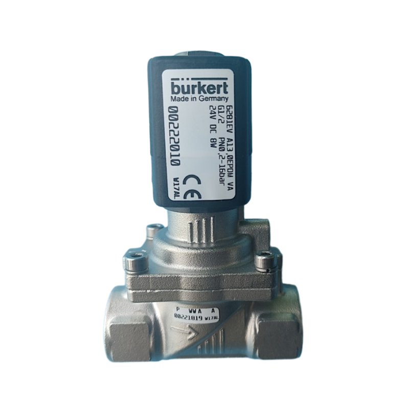 Burkert Type 6281 Servo Diaphragm Solenoid Valve 00323973 00323975 G1/2 Female Thread 2/2 NC With Manual Override Stainless Steel Valve Body FKM Seal 13.0 Flow Orifice DC24V AC220V