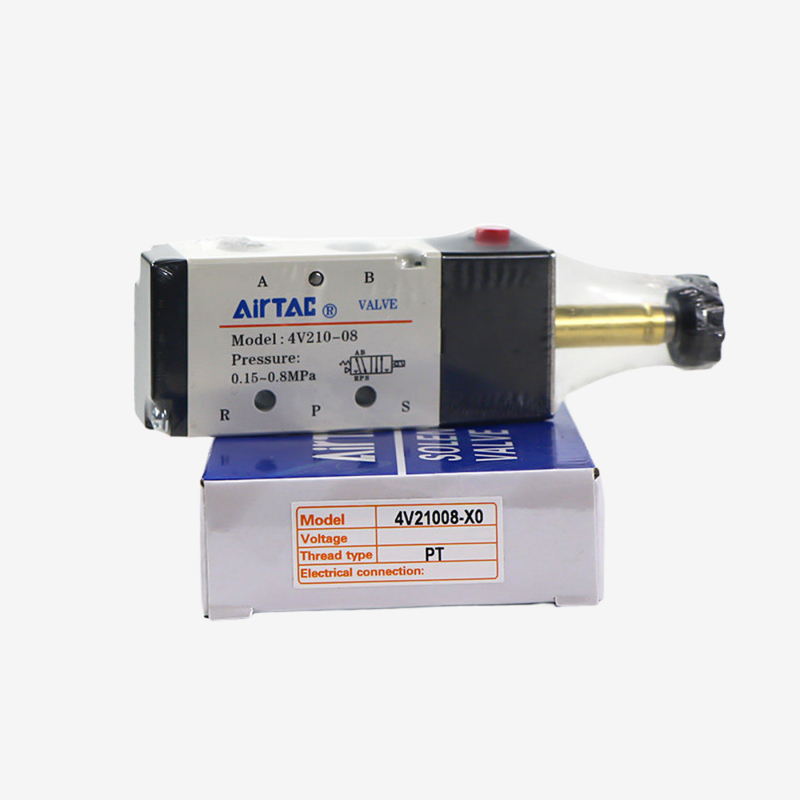 Airtac 4V210-08 Single Valve Body 5/2 Way Pneumatic Directional Valve 1/4 Inch Thread Port Aluminum Alloy Sliding Spool For Separate Coil Assembly Replacement