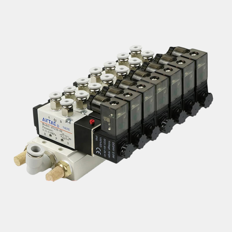 Airtac 4V210-08 Directional Control Solenoid Valve Assembly 7 To 10 Station Combined Valve Pack Short Flow Path Low Air Leakage For Multi Channel Air Control System