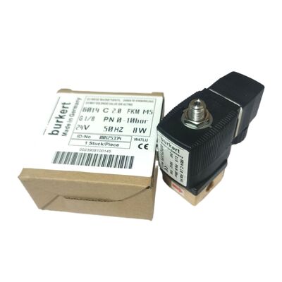 2/2 Way Normally Closed Direct Acting Solenoid Valve, Burkert 6013 00126092, G1/8 Thread, 3.0mm Orifice, Brass Body, FKM Seal, 24VAC 8W, 0-10bar